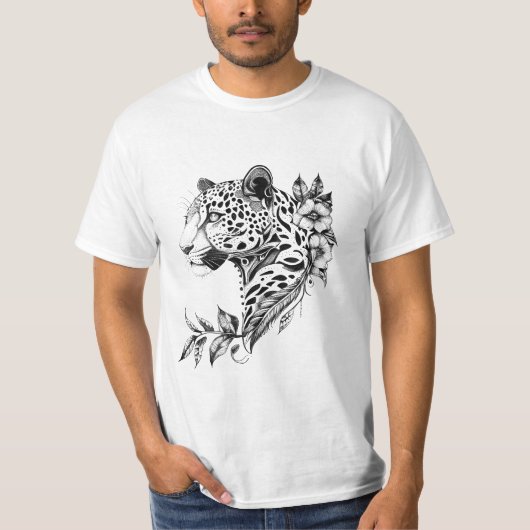 T-shirt Jaguar Wild Animal Nature Illustration Art tatouag (Devant)