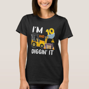 T-shirt J'ai 10 ans et creuser la construction Excavateur 