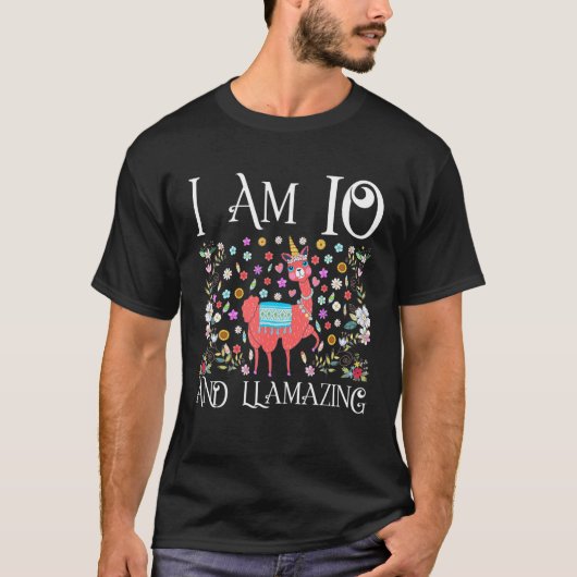 T-shirt J'ai 10 ans Llama Joyeuse 10e anniversaire fille O (Devant)