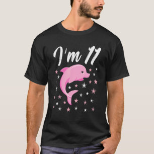 T-shirt J'ai 11 ans Petite idée de dauphin rose mignonne A