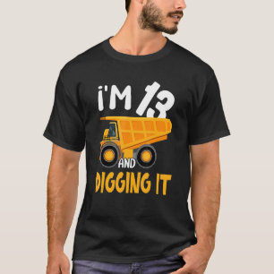 T-shirt J'ai 13 ans et creuser le excavateur de constructi