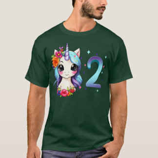 T-shirt J'ai 2 ans avec la licorne fille anniversaire 2 an