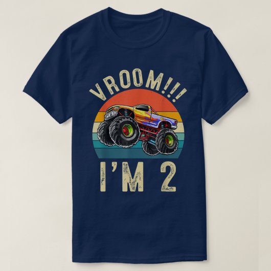 T-shirt J'ai 2 ans Vroom 2e Anniversaire voiture de fête (Design devant)