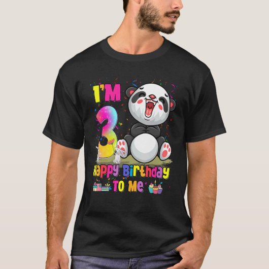 T-shirt J'ai 3 ans 3e anniversaire filles Ados Panda (Devant)