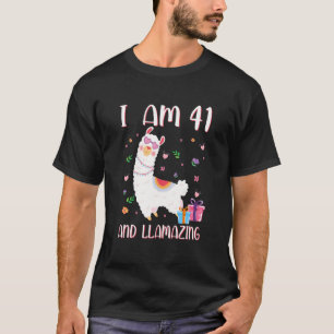 T-shirt J'ai 41 ans et je plains Alpaca Girl Llama Joyeux