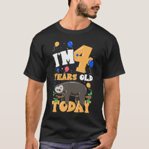 T-shirt J'ai 4 ans aujourd'hui Lazy Sloth Anniversaire App