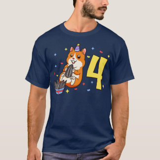 T-shirt J'ai 4 ans avec anniversaire de enfant hamster 4 a