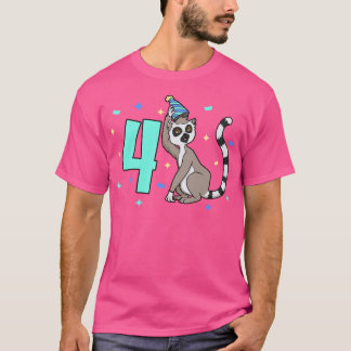 T-shirt J'ai 4 ans avec un anniversaire de enfant de lémur