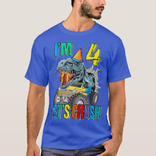 T-shirt J'ai 4 ans, écrasons le dinosaure de camion Monste