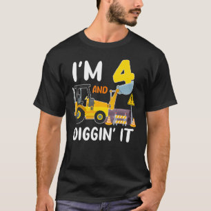 T-shirt J'ai 4 ans et creuser l'excavateur de construction