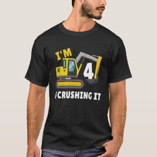 T-shirt J'ai 4 ans et je l'écrase 4e Const d'excavateur an