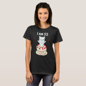 T-shirt J'ai 53 mignonette chaton avec gâteau d'anniversai (Devant entier)