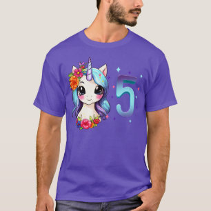 T-shirt J'ai 5 ans avec la licorne fille anniversaire 5 an