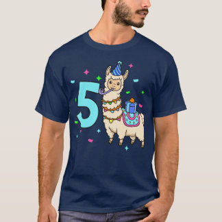 T-shirt J'ai 5 ans avec Lama anniversaire de enfant 5 ans
