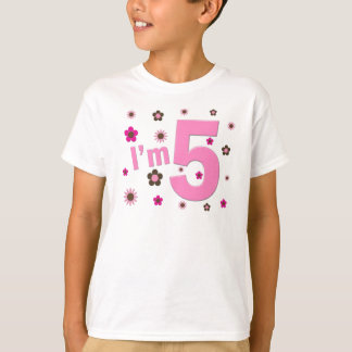 T-shirt J'ai 5 fleurs roses et Brown