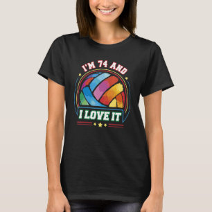 T-shirt J'ai 74 ans et j'aime ça Volleyball Sports 74th Bi