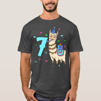 T-shirt J'ai 7 ans avec Lama anniversaire de enfant 7 ans