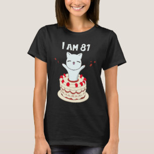 T-shirt J'ai 81 mignonette chaton avec gâteau d'anniversai