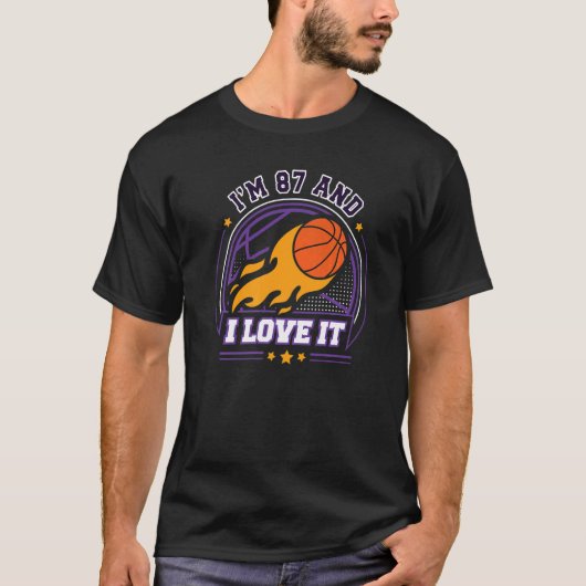 T-shirt J'ai 87 ans et j'aime le basket-ball 87e anniversa (Devant)
