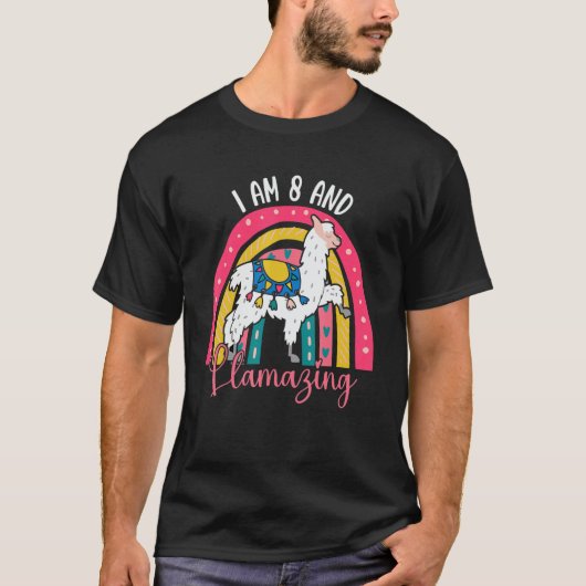 T-shirt J'Ai 8 Ans Et Llamazage Alpaca Llama 8e (Devant)