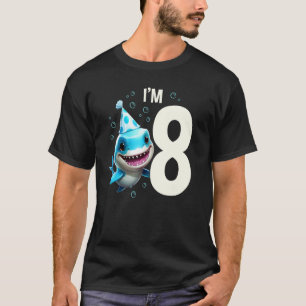T-shirt J'ai 8 ans joli requin poisson enfant garçon fille