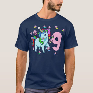 T-shirt J'ai 9 ans avec la licorne fille anniversaire 9 an