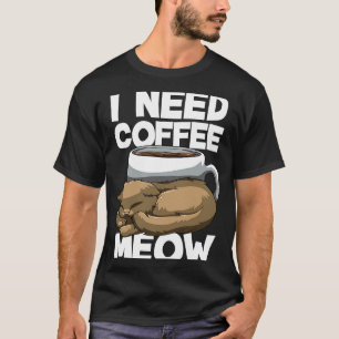 T-shirt J'ai besoin de café tout de suite les chats caféin