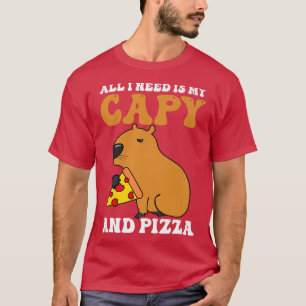 T-shirt J'ai besoin de Capy et Pizza Design Capybara 