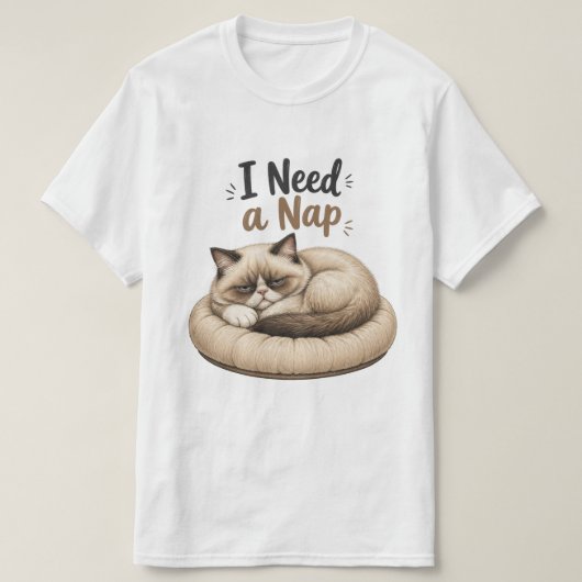 T-shirt J'ai Besoin d'une Sieste – Collection Grumpy Cat (Design devant)