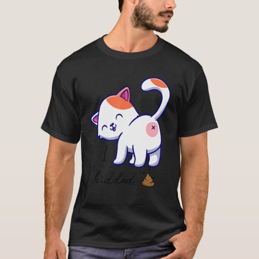 T-shirt J'Ai Caché Chat Pooping Chat Kitty Kitten (Devant)