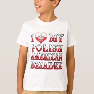 T-shirt J'Ai Coeur Mon Polonais Américain Dziadek