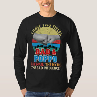 T-shirt J'Ai Deux Titres Papa Et Poppo L'Homme Mythe Mauva