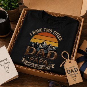 T-shirt J'ai deux titres Papa Papa rétro fête des pères