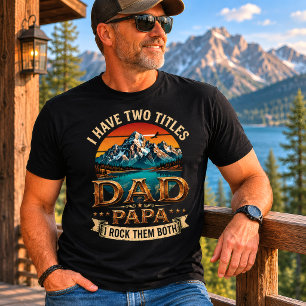 T-shirt J'ai deux titres Papa Papy Cadeau vintage pour la