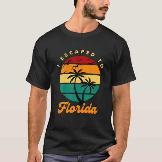 T-shirt J'Ai Échappé En Floride Palmiers Desantis Mouettes (Devant)