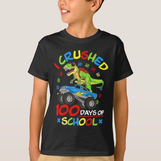 T-shirt J'Ai Écrasé 100 Jours De Garçons Scolaires Monster (Devant)