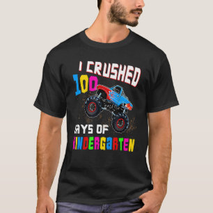 T-shirt J'Ai Écrasé 100 Jours D'École Pour Garçons Monstre