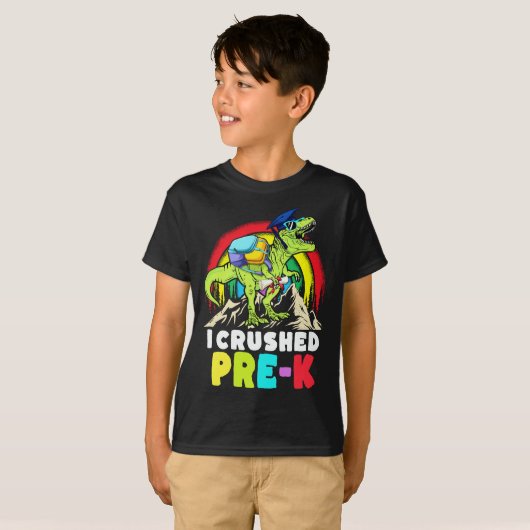 T-shirt J'ai écrasé pré-k Dinosaure T Rex Graduation Enfan (Devant entier)