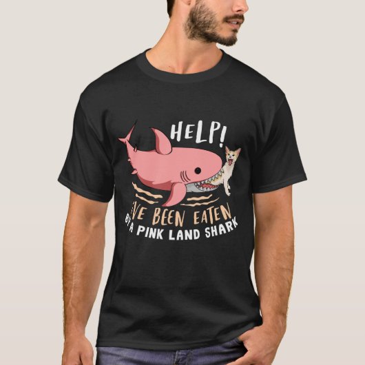 T-shirt J'ai été mangé chaton par un requin de Terre rose (Devant)