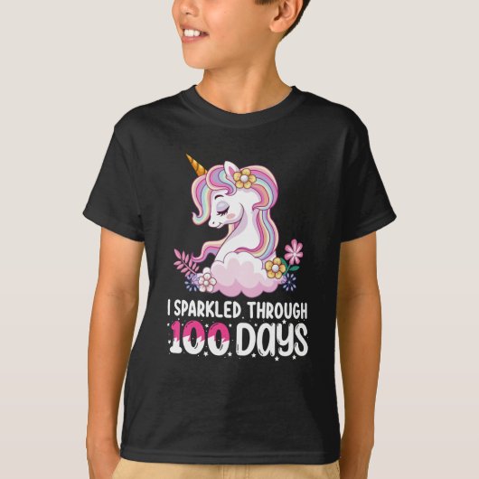 T-shirt J'ai étincelé pendant 100 jours de l'école Unicorn (Devant)