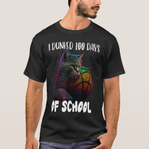 T-shirt J'Ai Fait 100 Jours De Basketball Scolaire De Chat