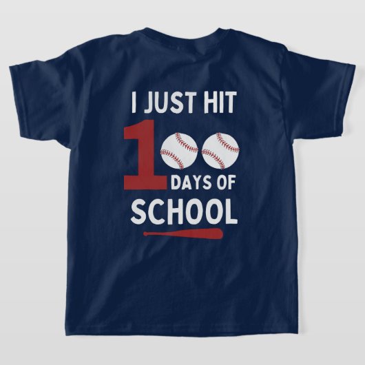 T-shirt J'ai frappé 100 Days Of School baseball front & ba (Couchage Retour)