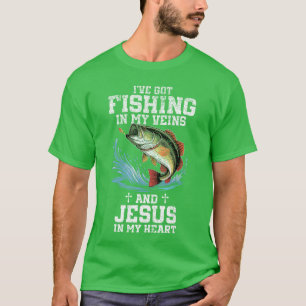 T-shirt J'ai la pêche dans les veines et Jésus dans le cœu