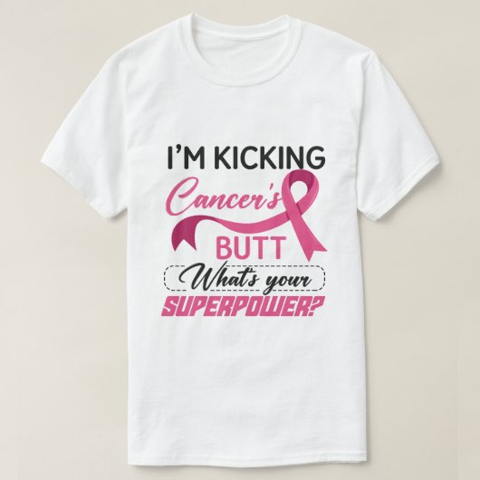 T-shirt J'ai lancé le cancer du sein à la gorge (Design devant)