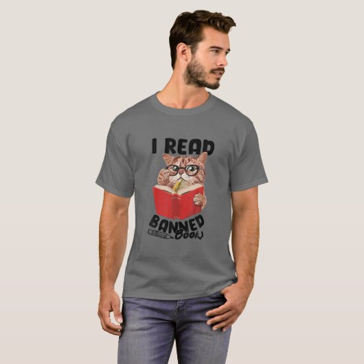 T-shirt J'ai lu Books Interdits Lecteur de Chat Bookwort F (Devant entier)