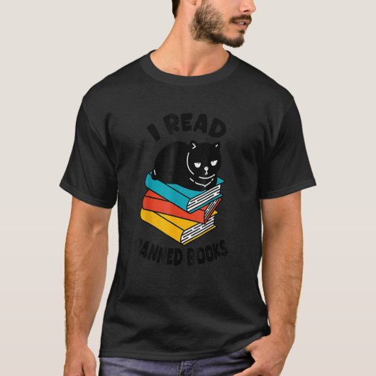 T-shirt J'ai lu des livres interdits Black Cat Reader Book (Devant)