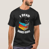 T-shirt J'ai lu des livres interdits Black Cat Reader Book (Devant)