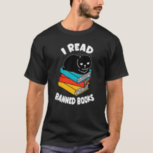 T-shirt J'ai lu des livres interdits Black Cat Reader Book