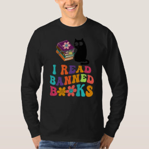 T-shirt J'ai lu des livres interdits Black Cat Reader Book