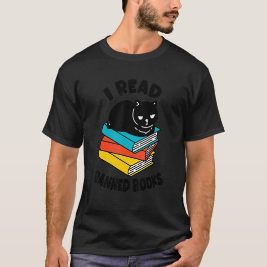 T-shirt J'ai lu des livres interdits Black Cat Reader Book (Devant)